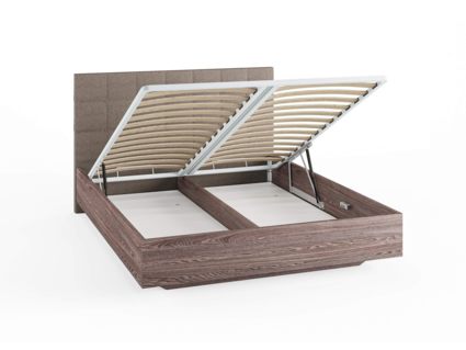 Кровать Сонум Luiza Ясень Анкор + Рогожка Песочная (с подъемным механизмом)