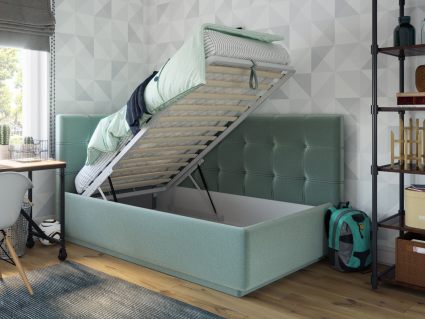 Кровать Nuvola Sabina угловая Velutto 26 (с подъемным механизмом) 180х190