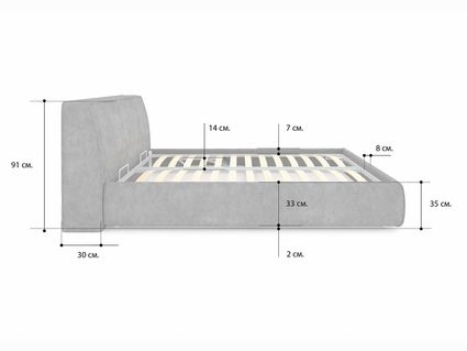 Кровать Сонум Altea Рогожка Пепельная (с подъемным механизмом) 140х190