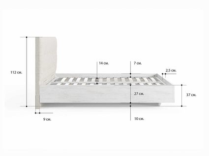 Кровать Сонум Vena Ясень Ориноко + Рогожка Льняная (с подъемным механизмом) 160х200